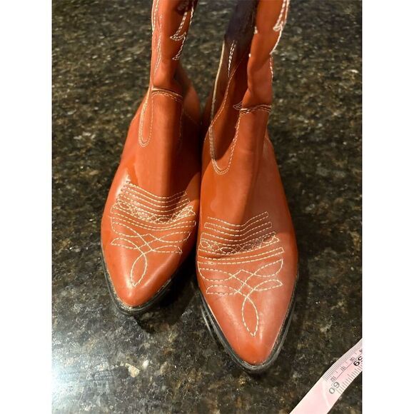 Women's Brown Western Cowboy Boots Standard Size 5.5 Mid-Calf Pointed Toe - Picture 3 of 10